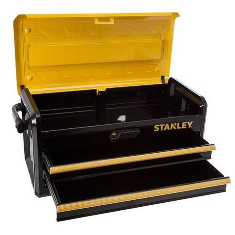 stanley black 2 drawer metal tool box 20.5|stanley tools chest.